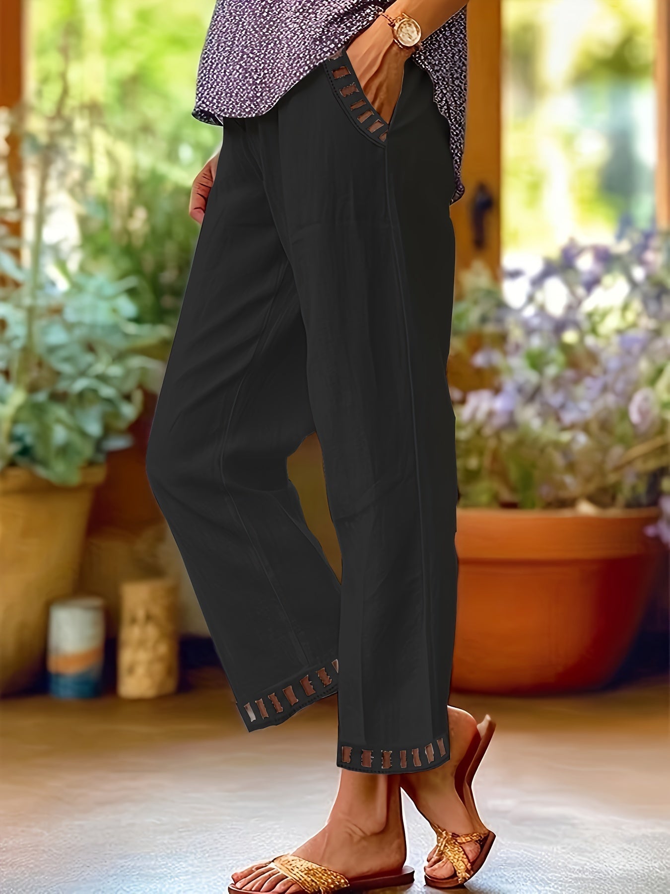 Taikoo | Relaxed Contrast Trim Cropped Pants