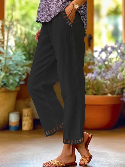 Taikoo | Relaxed Contrast Trim Cropped Pants